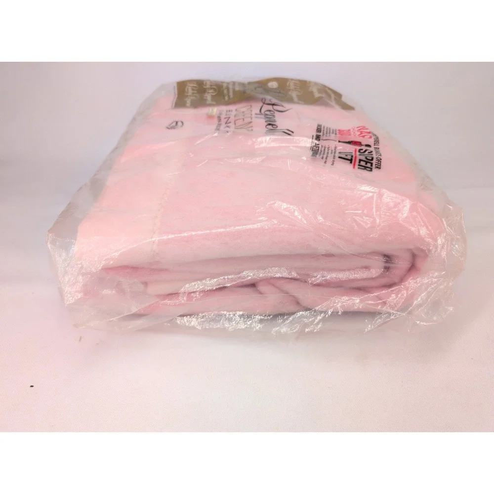 Lady Pepperell Crescendo Satin Trim Fleece Blanket Pink Vintage Twin Double USA